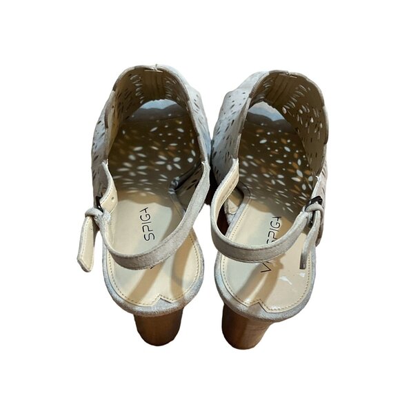 Via Spiga Lether Suede Sandal Block Heel Size 9.5 - Picture 5 of 7